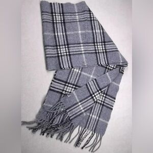 Enzo Mantovani grey plaid scarf wool and cashmere blend new with packaging